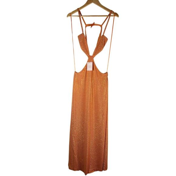 CULT GAIA Dari Metallic Cutout Column Gown Size Medium Cinder - Picture 4 of 12